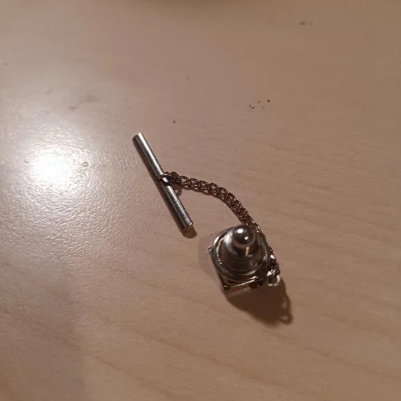 Sterling Silver Square Tie Tack - Picture 2 of 3